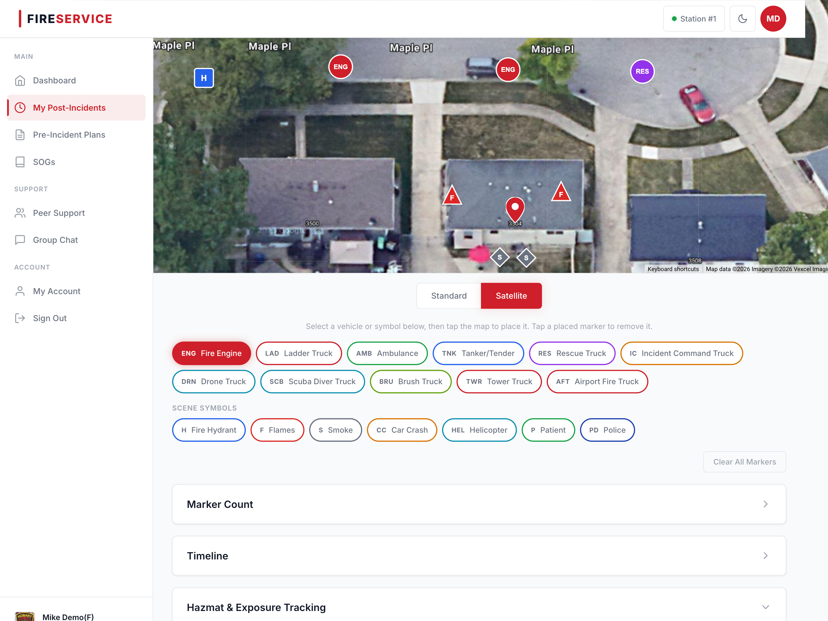 PID Scene Map — drag and drop vehicles and symbols on Google Maps